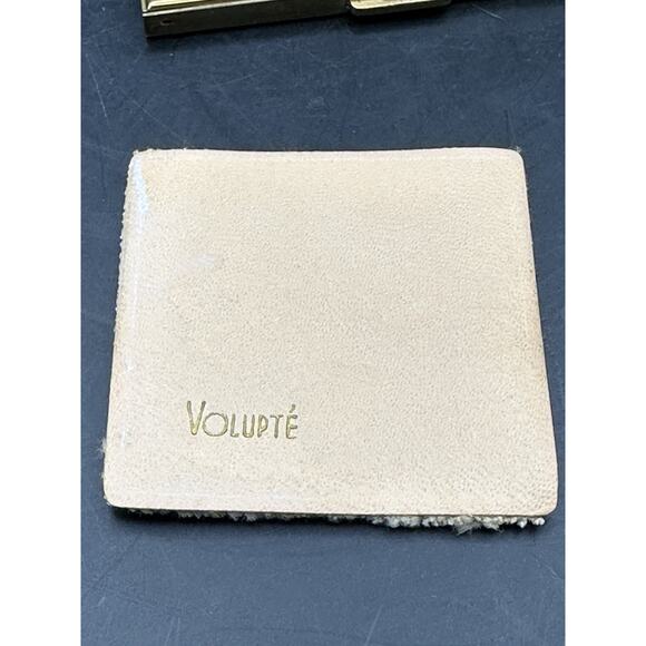 Vintage Volupte 1940's Makeup Compact With Puff Gold Tone Over Brass 3 Inches - Picture 6 of 7